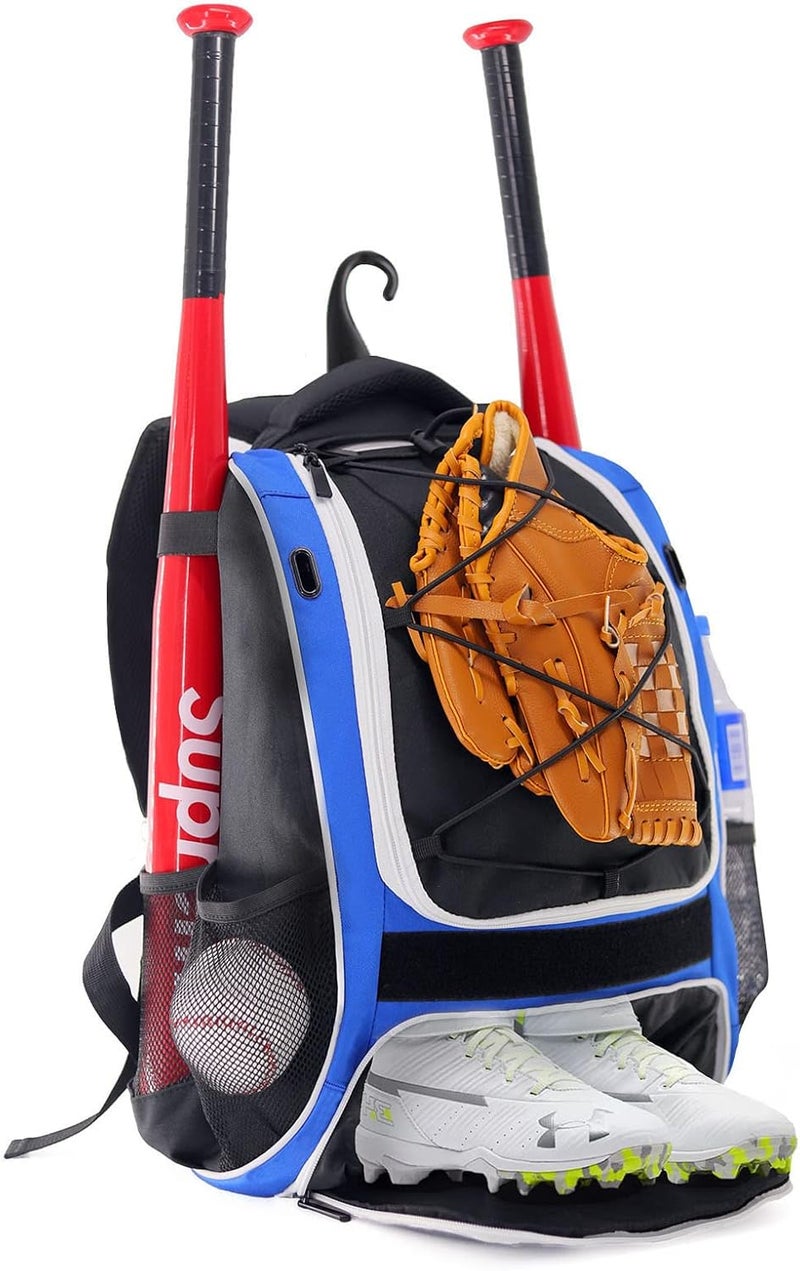 WOLT Youth Baseball Bag - Bat Backpack for Baseball, T-Ball & Softball Equipment & Gear, Bat & Glove Holder, Large Main Compartment for Helmet & accessories, Separate Shoes Compartment, Fence Hook - Image 1